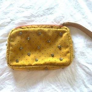 Anthropologie (Miss Albright Specialty) mustard yellow clutch/wristlet w/gems